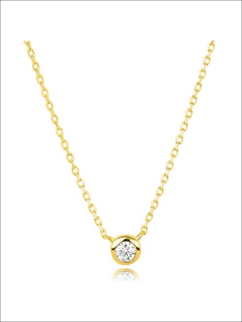 10K Solid Yellow Gold Lab Grown Diamond Pendant Necklace Bezel Adjustable 16-18